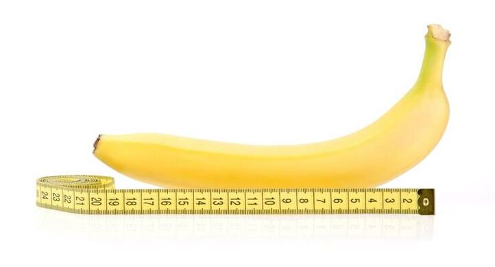 medición del pene antes del agrandamiento usando el ejemplo de un plátano