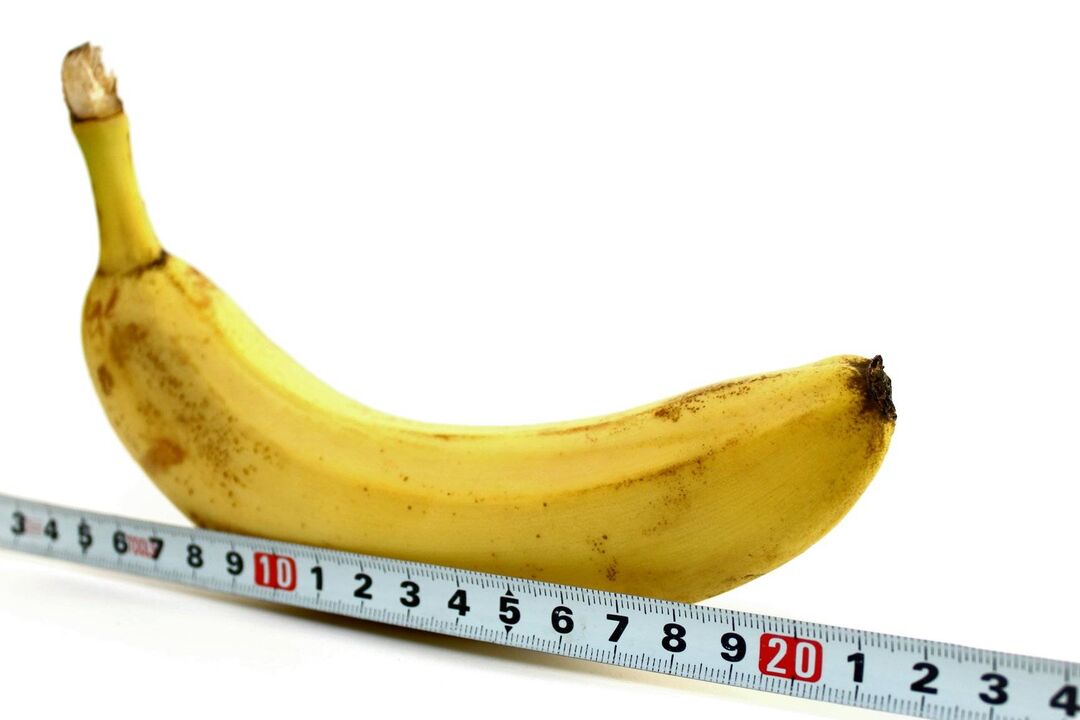 medir un pene antes de agrandarlo usando el ejemplo de un plátano