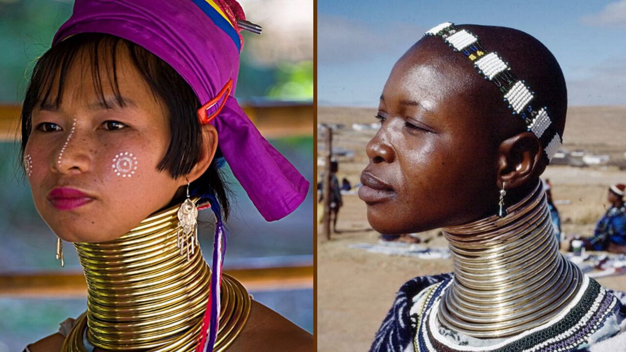 alargamiento del cuello en mujeres de la tribu africana